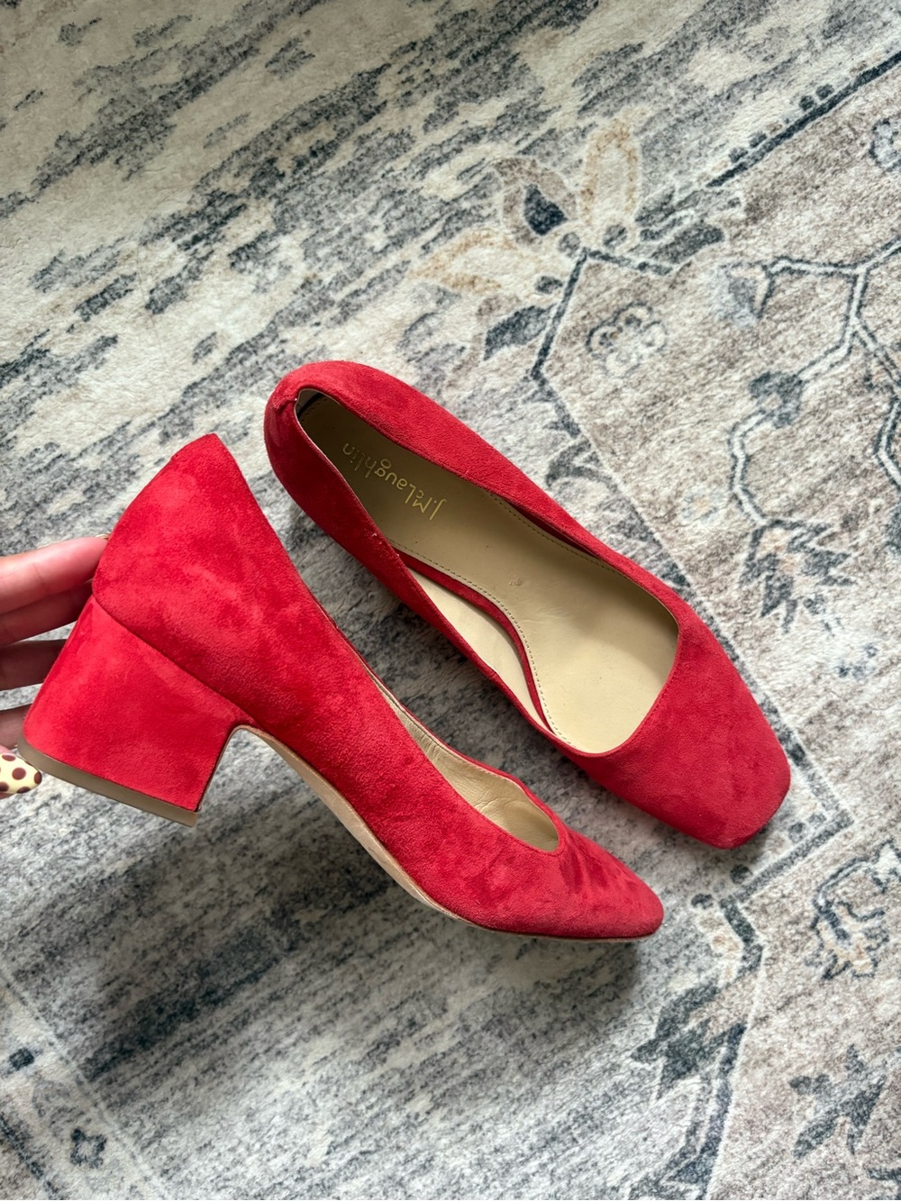 J. McLaughlin Charlene Red Suede Pumps Size 8.5 Slip On Shoes Heels Career Work - Picture 7 of 9
